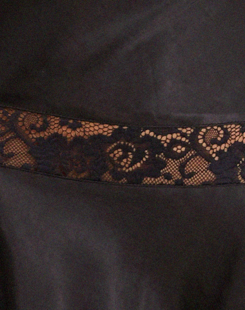 Tahira Mini-Slipkleid aus Satin Schwarz