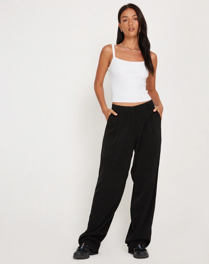 Sakaria Hose mit weitem Bein in Tailoring Schwarz