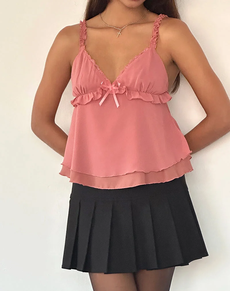 Melinda Rüschen-Cami-Top aus Chiffon in Blush