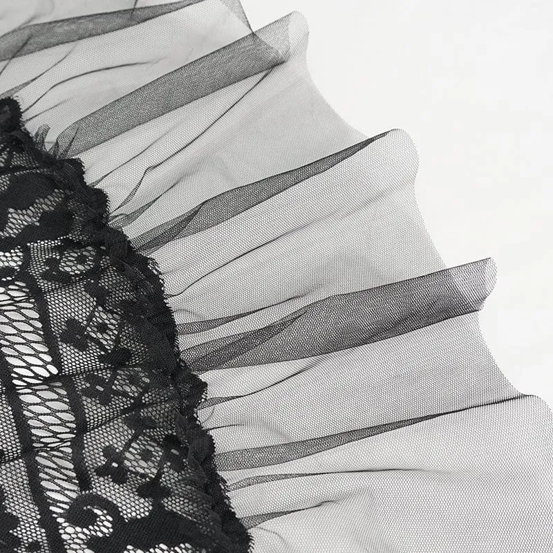 Mehrschichtiger, drapierter Gothic-Spitzenrock für Damen