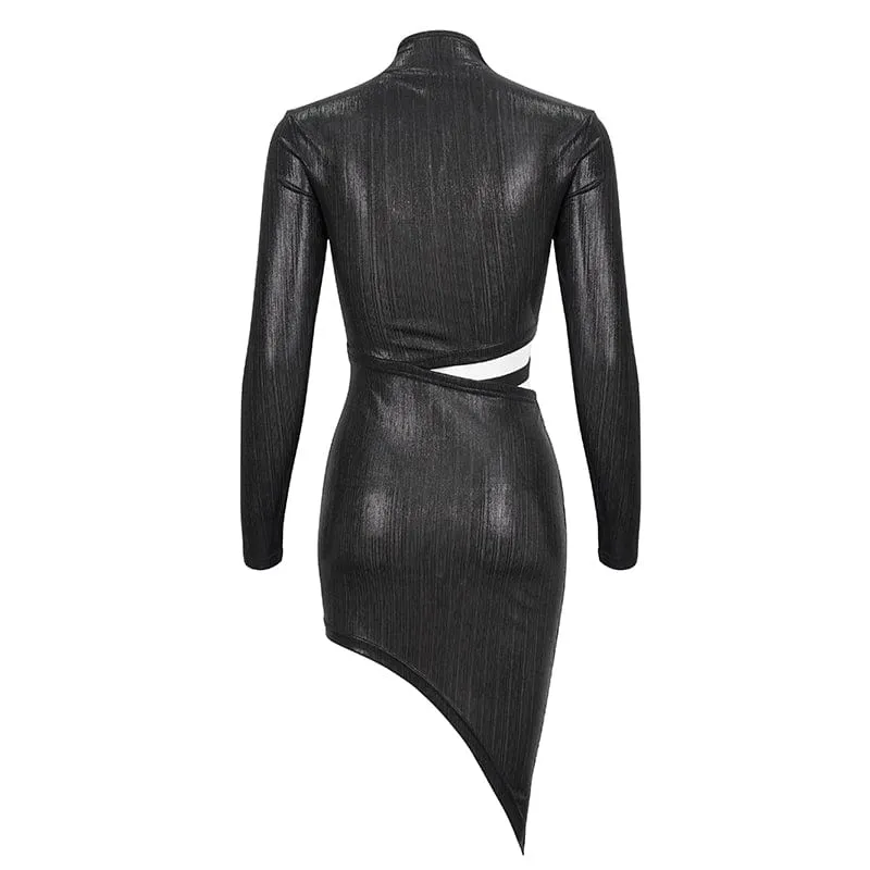 Damen-Punk-Ausschnitt, schmal geschnittenes, unregelmäßiges Kleid