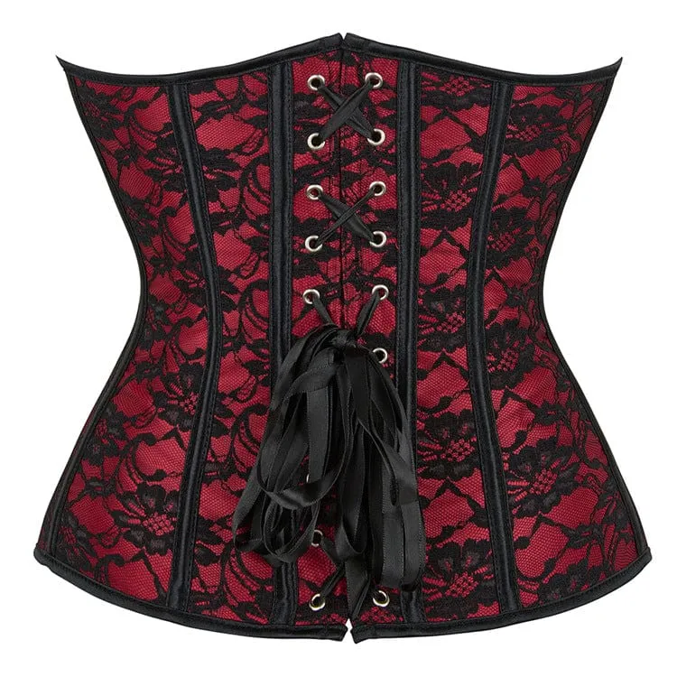 Gothic-Riemchen-Blumenspitze-Vollbrustkorsett für Damen