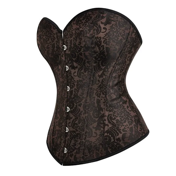 Gothic Strappy Damen Korsett mit floralem Print