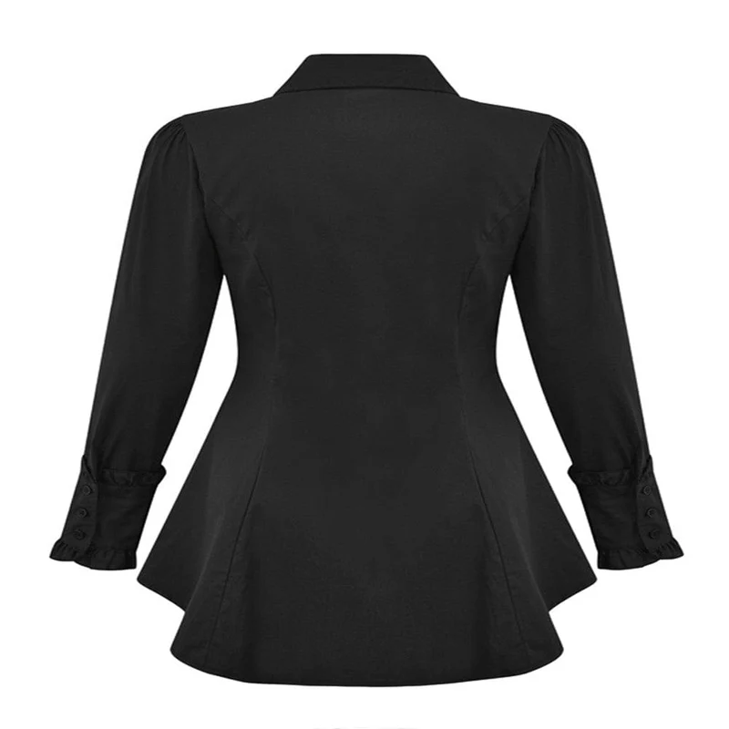 Schmal geschnittenes Gothic-Rüschenhemd für Damen