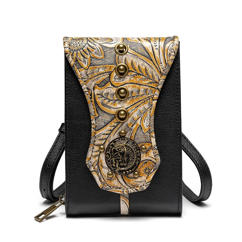 Unisex Steampunk Nieten geprägte Mini-Tasche