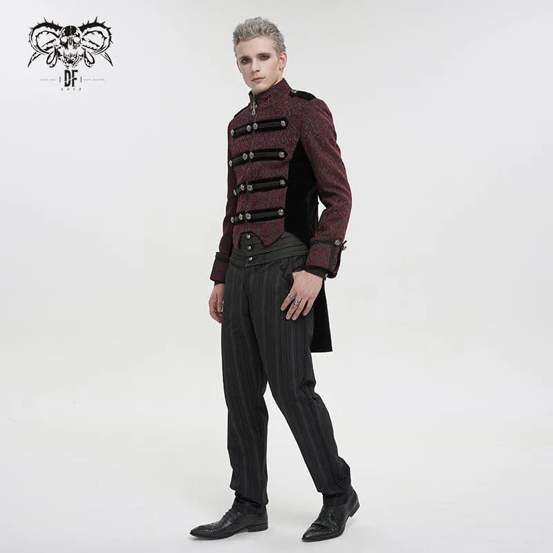 Gotischer Stehkragen-geprägter Schwalbenschwanz-Mantel für Herren Rot