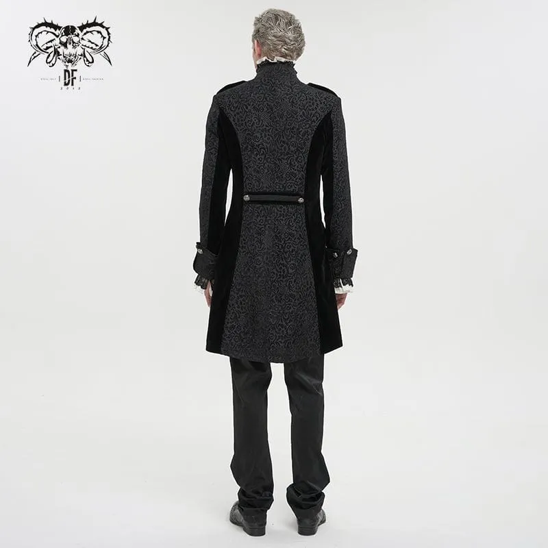 Gotischer Stehkragen-geprägter Schwalbenschwanz-Mantel für Herren Schwarz