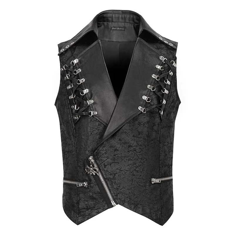 Gothic Asymmetrischer Reißverschluss-Schnürweste für Herren