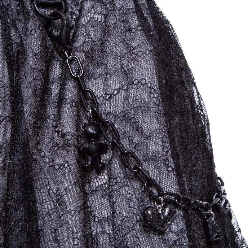 Damen Grunge Lagen-Spitzenrock mit Kette