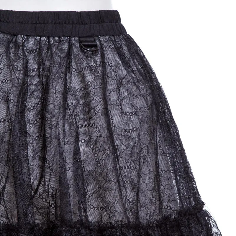 Damen Grunge Lagen-Spitzenrock mit Kette