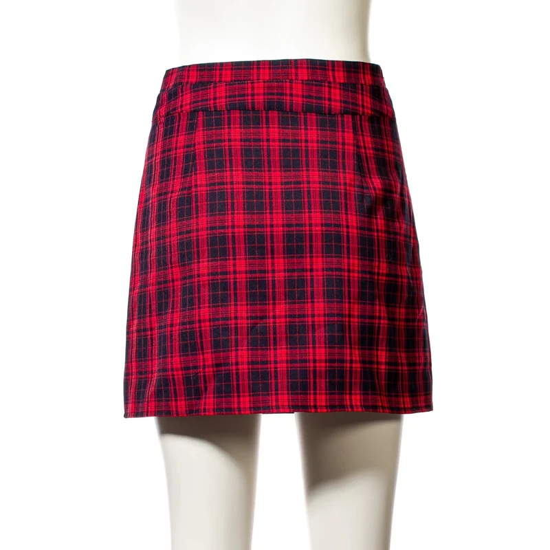 Karierter Rock mit Grunge-Ausschnitt und Schnalle für Damen