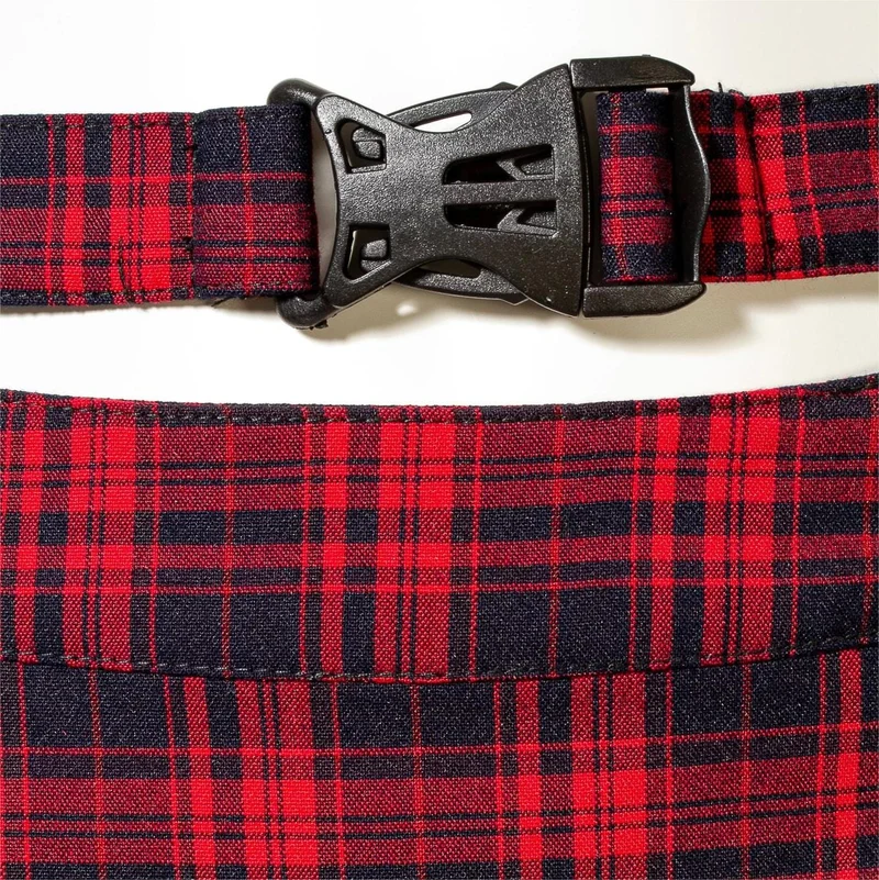 Karierter Rock mit Grunge-Ausschnitt und Schnalle für Damen