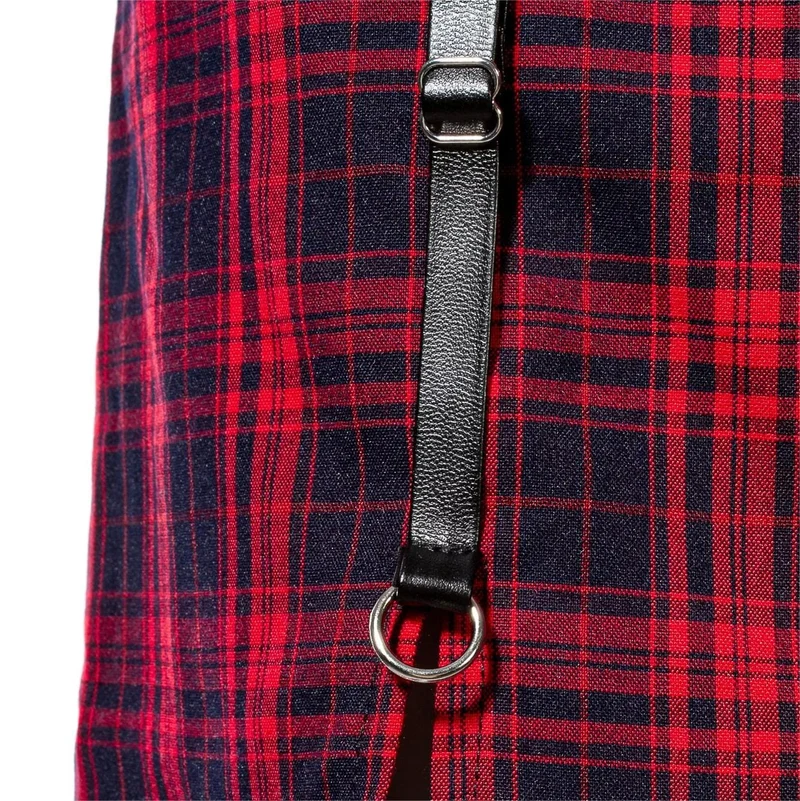 Karierter Rock mit Grunge-Ausschnitt und Schnalle für Damen