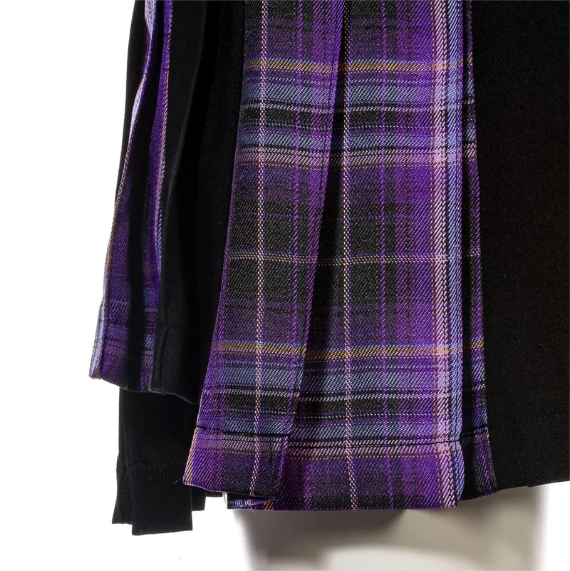 Damen-Grunge-Unregelmäßiger Plaid-Splice-Faltenrock Lila