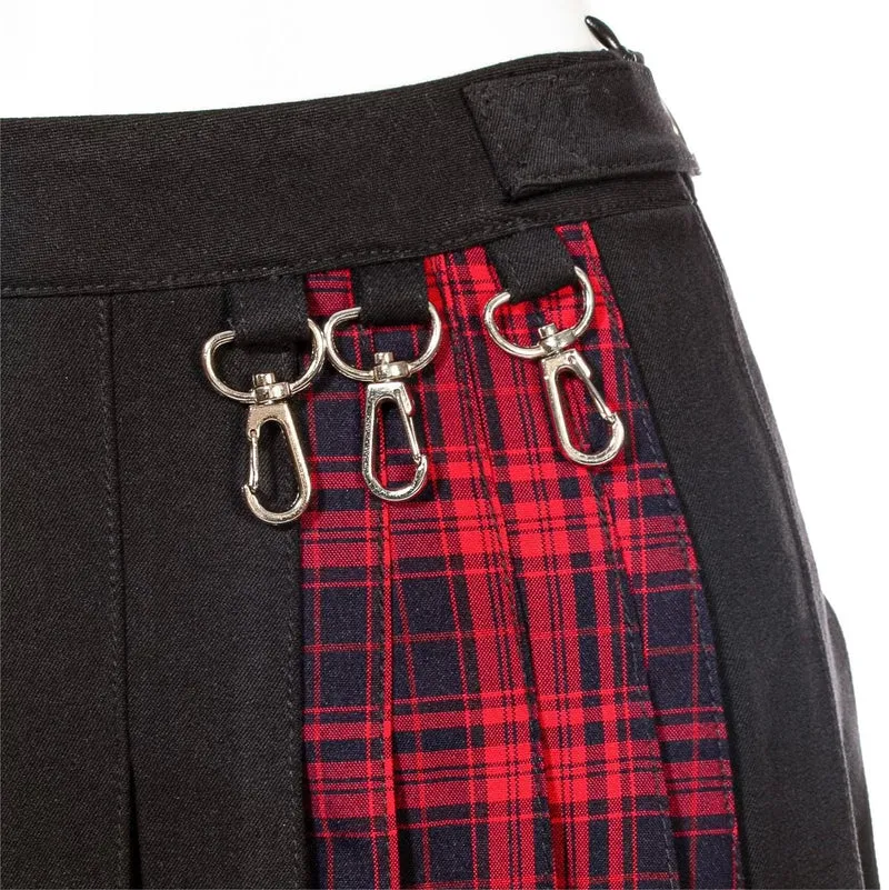 Damen Grunge Unregelmäßiger Plaid Splice Faltenrock Rot