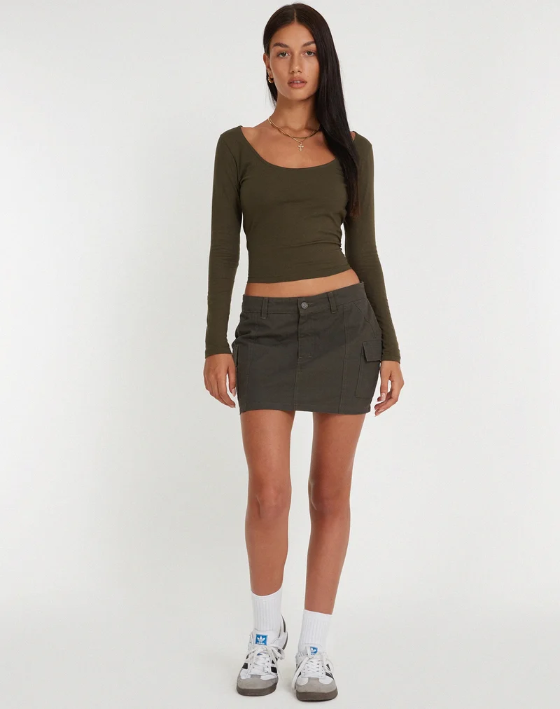 Bonlo Langarm-Top in Olive
