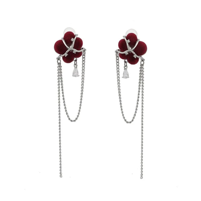 Grunge beflockte florale Quasten-Ohrringe für Damen