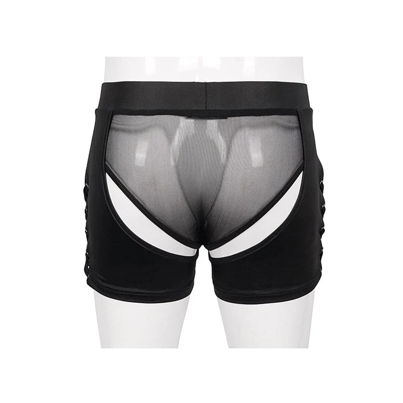 Herren Punk Cutout Mesh Splice Dessous
