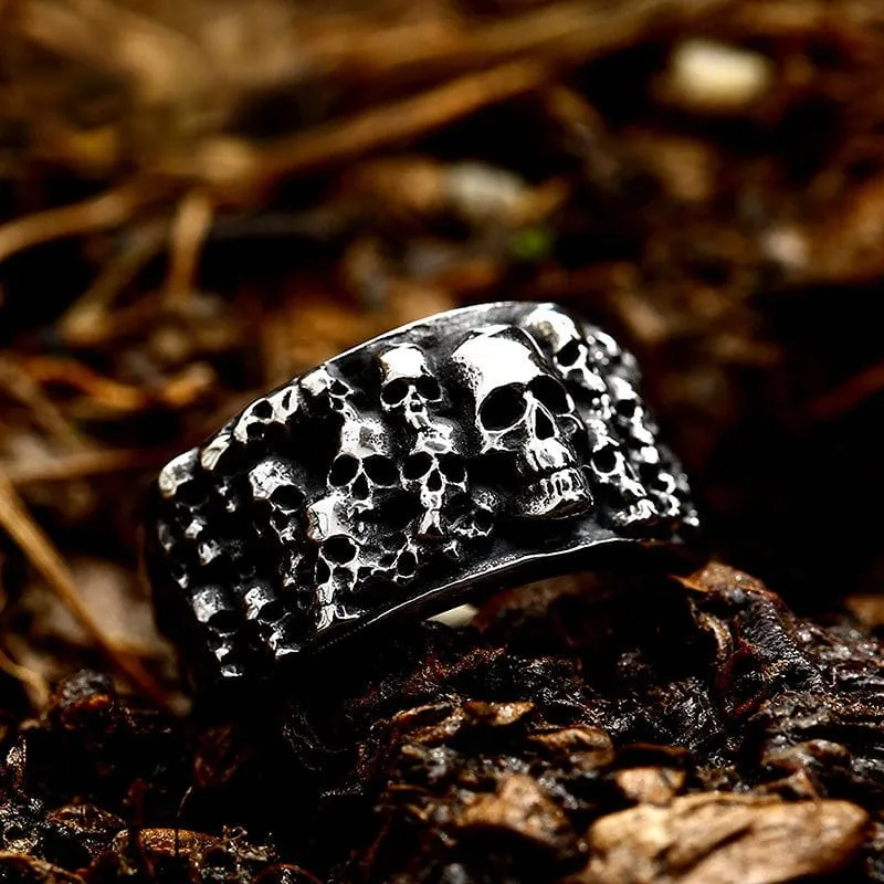 Herren-Punk-Schädel-Kopf-Ring