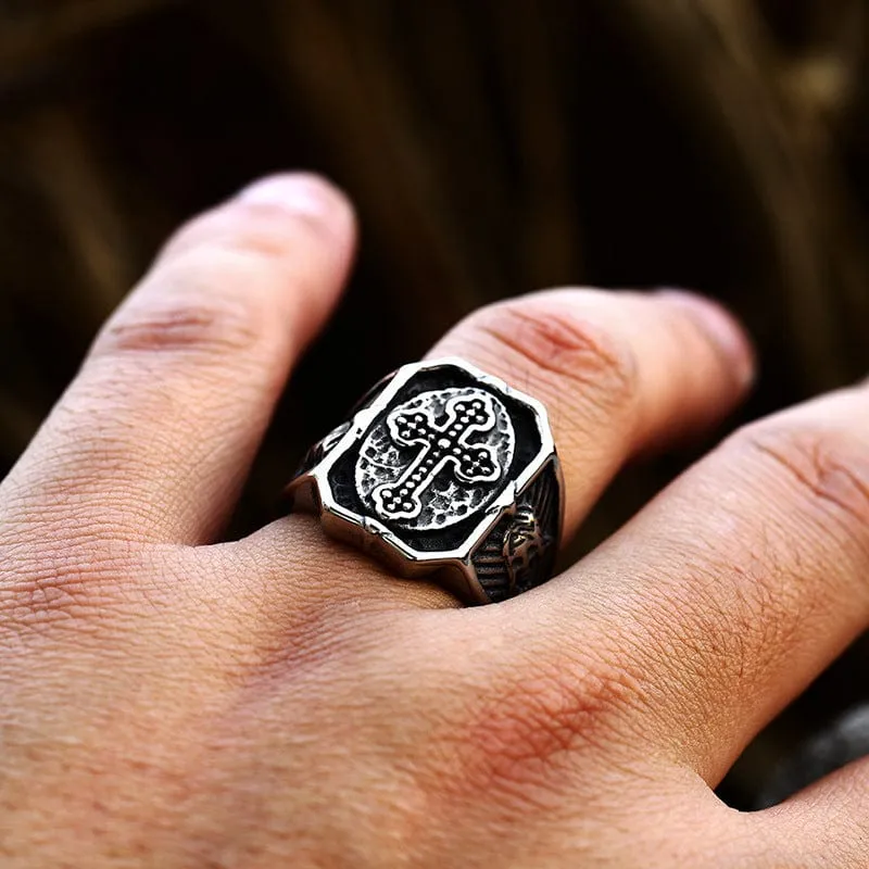 Herren-Punk-Kreuz-Ring
