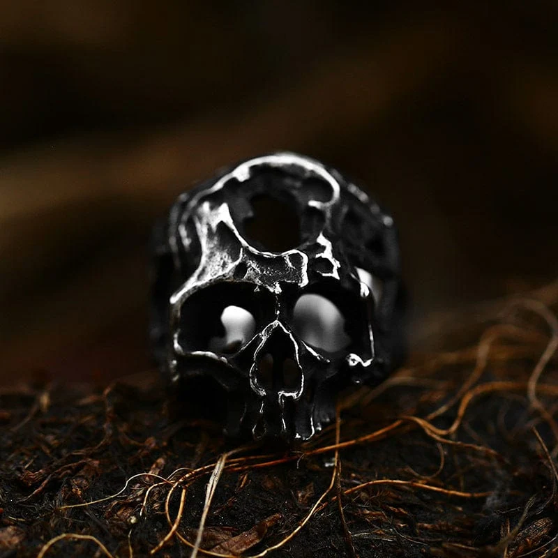 Herren Punk hohler Totenkopfring