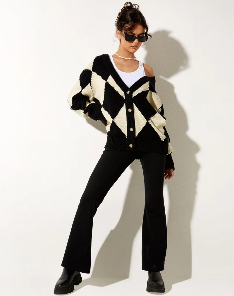 Uriela Cardigan in Harlekin Schwarz und Off White