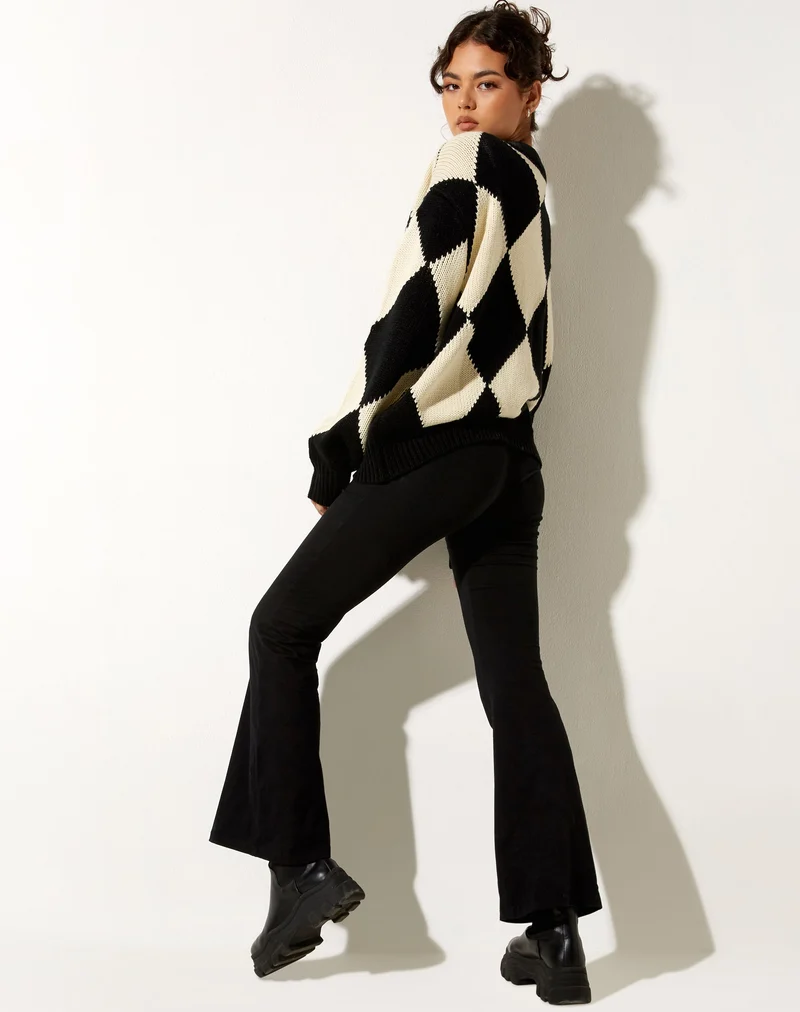 Uriela Cardigan in Harlekin Schwarz und Off White