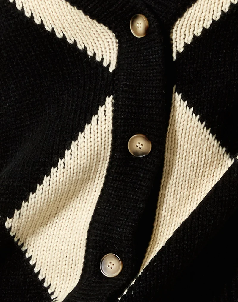 Uriela Cardigan in Harlekin Schwarz und Off White