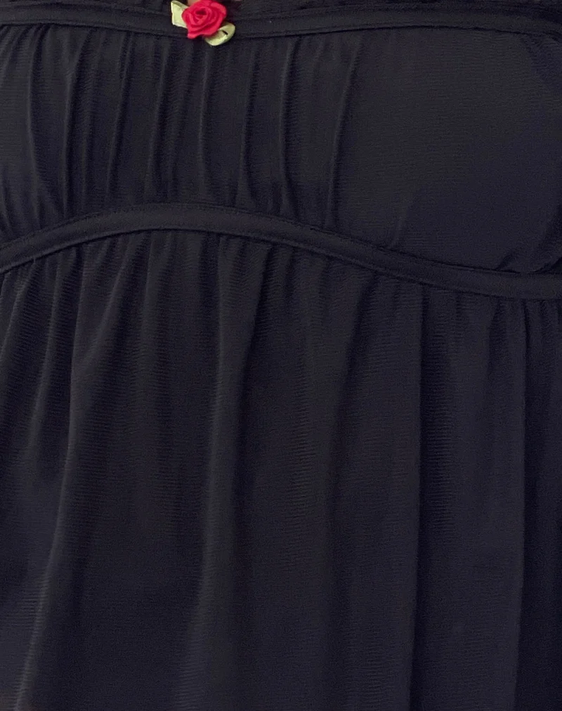 Damaris Cami Top in Schwarz mit schwarzer Bindung