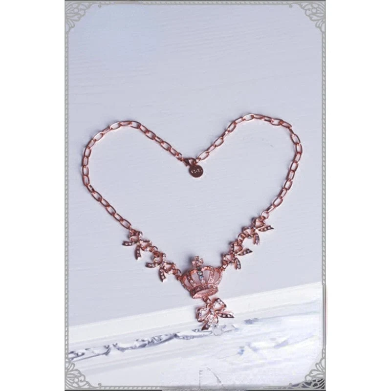 Damen Steampunk Bowknot Krone Halskette