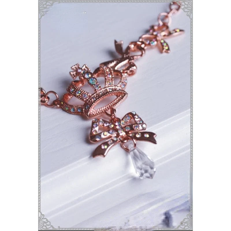 Damen Steampunk Bowknot Krone Halskette