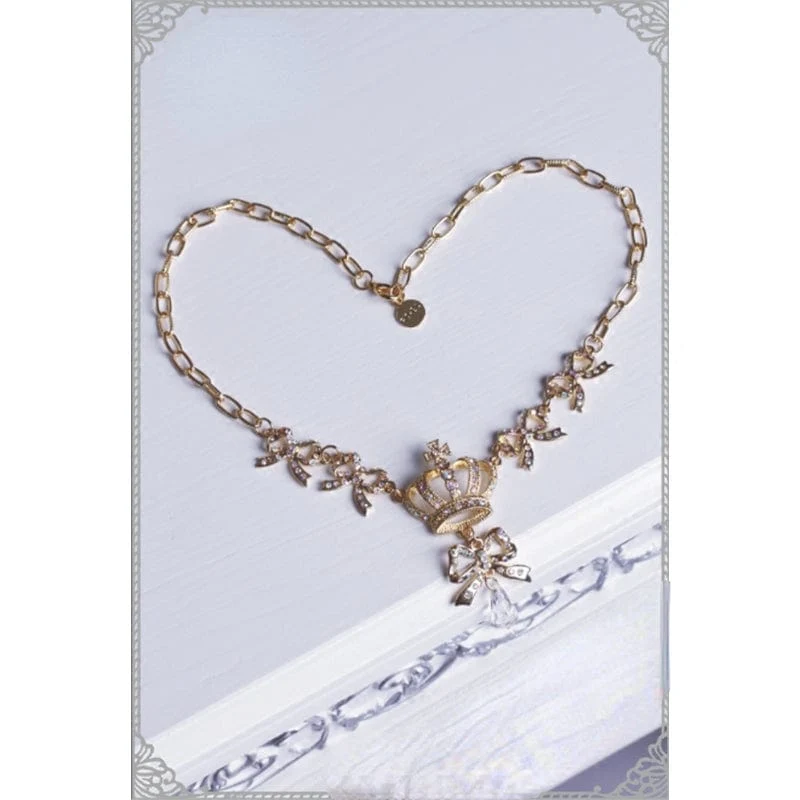 Damen Steampunk Bowknot Krone Halskette