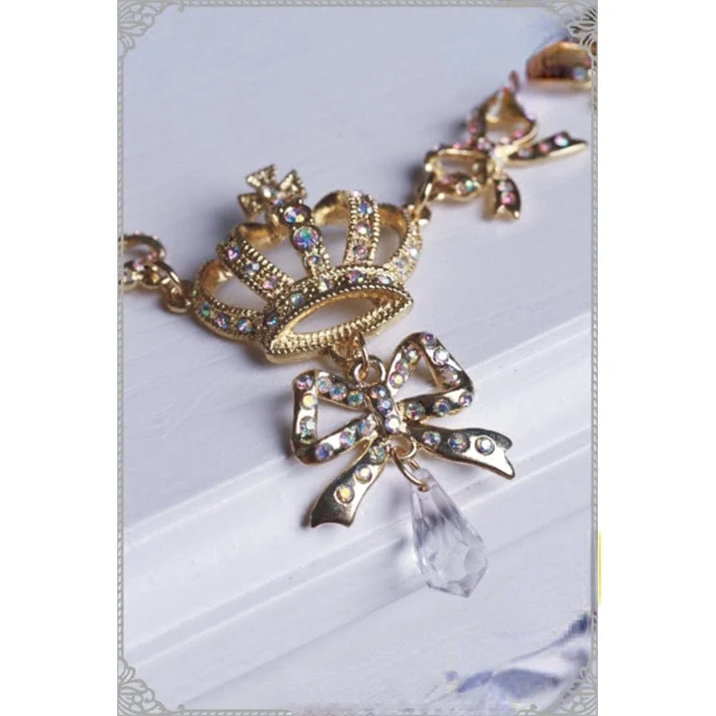 Damen Steampunk Bowknot Krone Halskette
