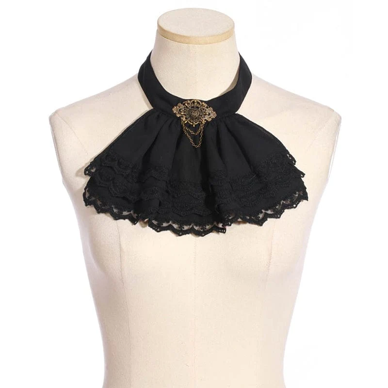Steampunk-Hemd mit Blumenstickerei und Puffärmeln für Damen mit Halsbekleidung
