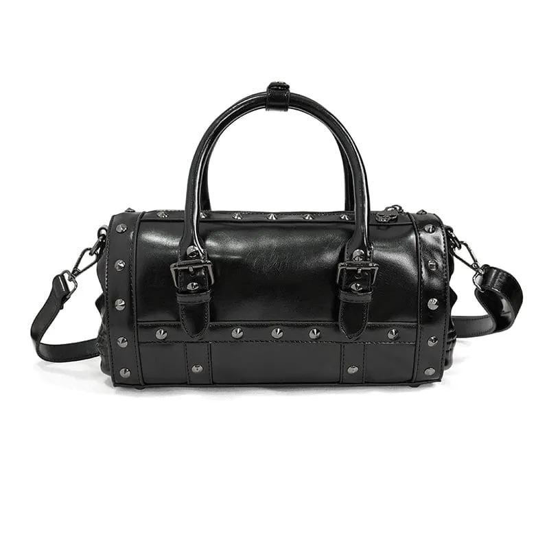 Damen Punk Skull Nieten Kunstleder Tasche