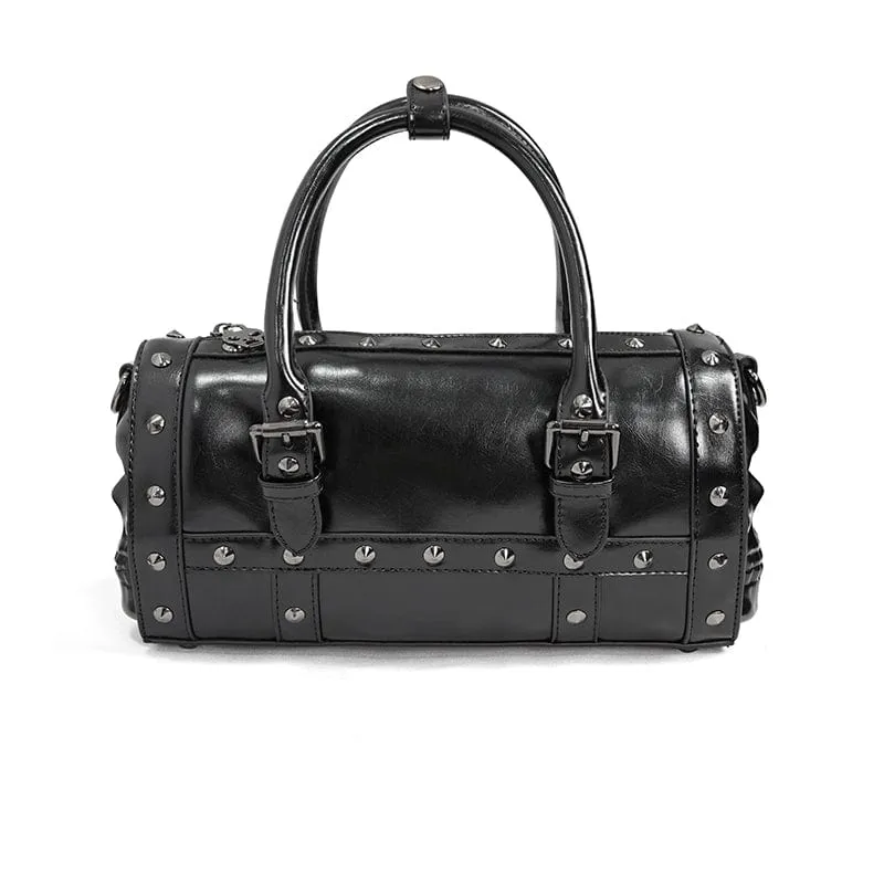 Damen Punk Skull Nieten Kunstleder Tasche