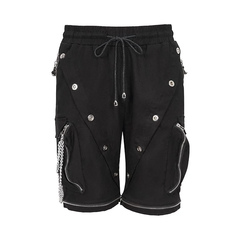 Herren Punk Metal Chain Cargohose mit abnehmbaren Beinen