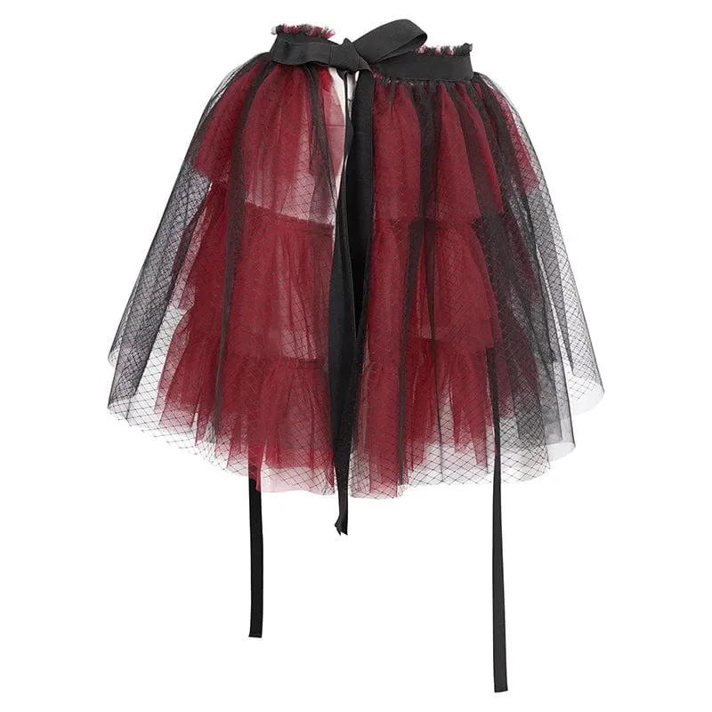 Damen-Lolita-Riemchen-Layer-Mesh-Rock