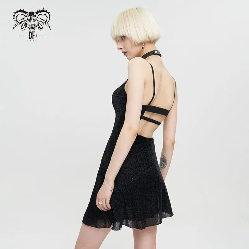 Asymmetrisches Riemchen-Slip-Kleid mit Punk-Ausschnitt für Damen