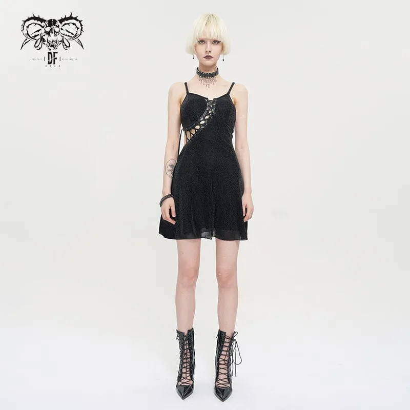 Asymmetrisches Riemchen-Slip-Kleid mit Punk-Ausschnitt für Damen