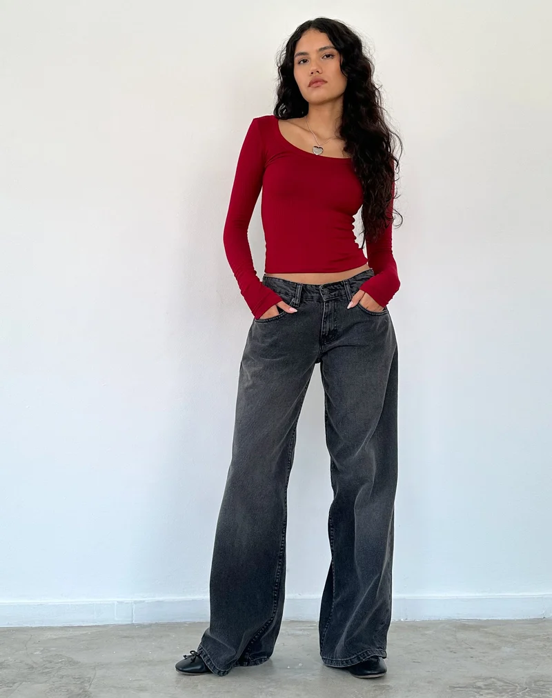 Binlo Extra Langarm Top in Adrenaline Rot Rib