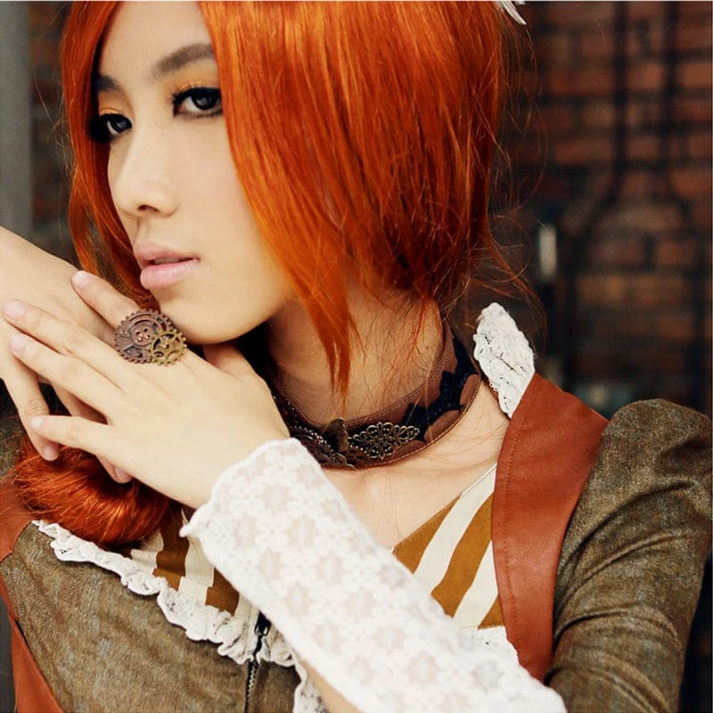 Damen Steampunk Gear Splice Floral bestickter Choker