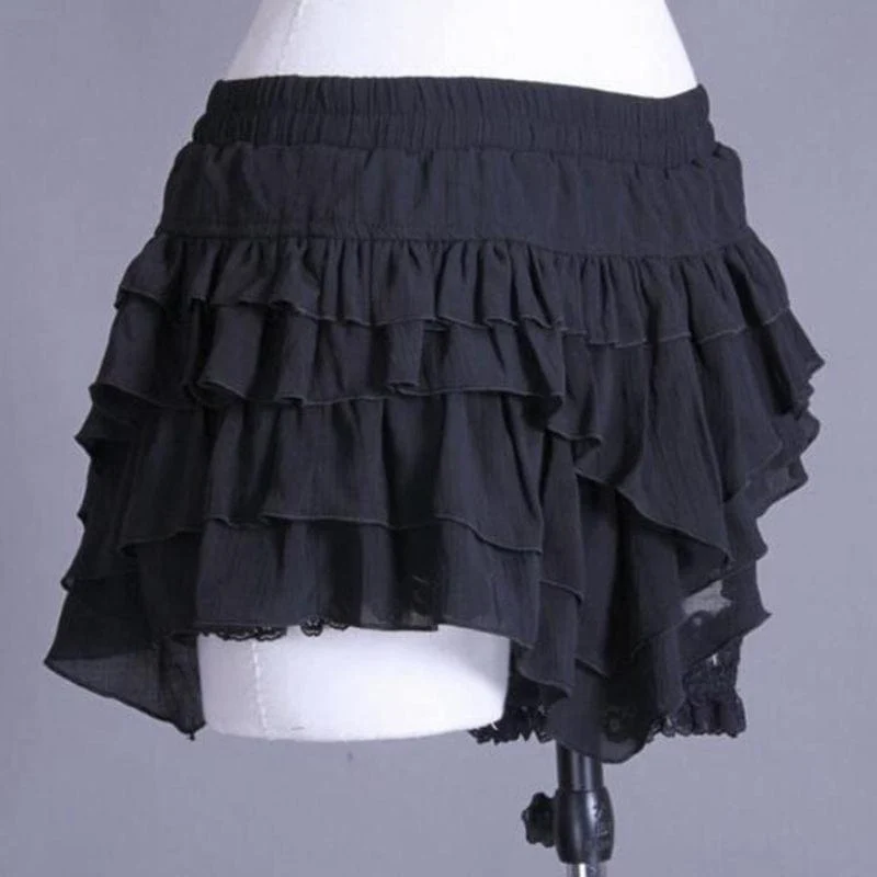 Unregelmäßig geschichtete Damen-Steampunk-Shorts mit Strumpfband