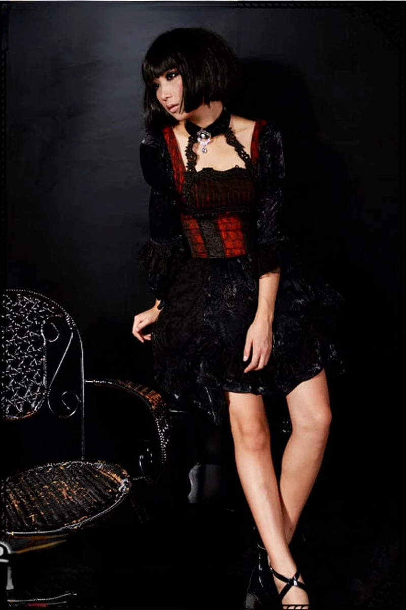 Steampunk Neckholder-Kleid mit unregelmäßiger Spitze und Splice für Damen