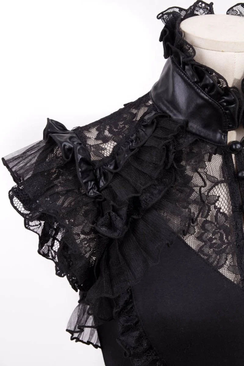 Damen Steampunk Cheongsam Kragen Spitze Splice Shirt