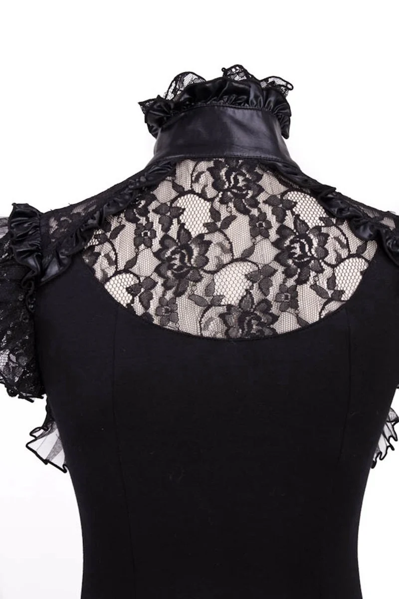 Damen Steampunk Cheongsam Kragen Spitze Splice Shirt