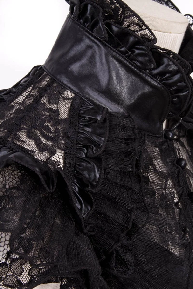 Damen Steampunk Cheongsam Kragen Spitze Splice Shirt
