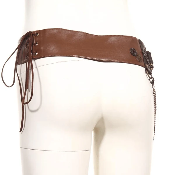 Damen Steampunk Riemchen Schnalle Kunstleder Gürtel