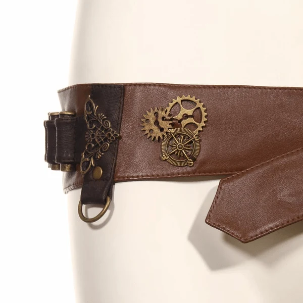 Damen Steampunk Riemchen Schnalle Kunstleder Gürtel