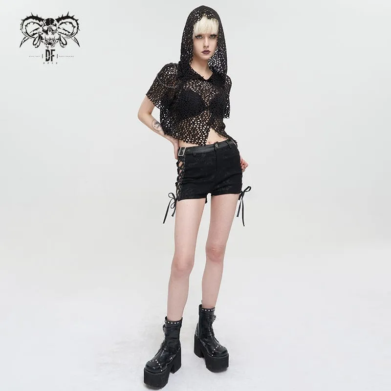 Damen-Punk-Shorts mit Batikschnalle und Riemchen